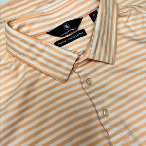 Hart Schaffner Marx Orange and White Striped Polo Shirt